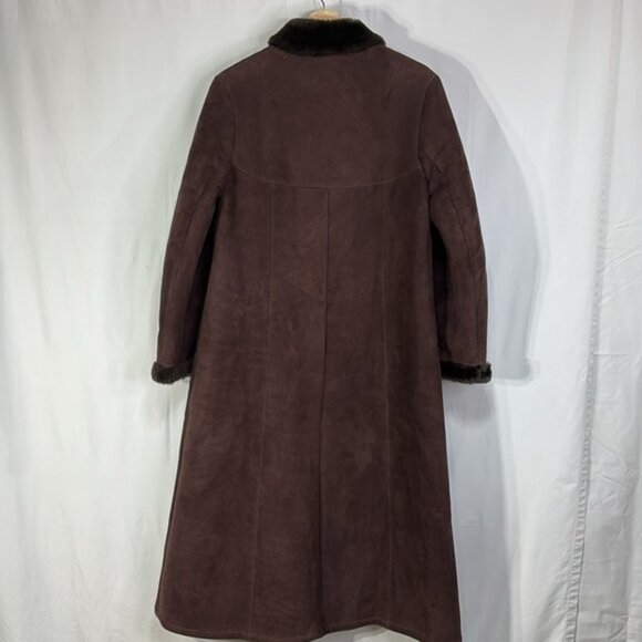 Sawyer of Napa Brown, Mandarin collar, shearling full length coat vintage - Picture 7 of 13